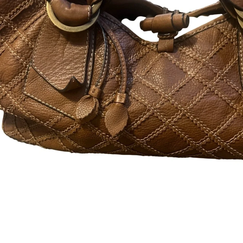 Gianni Bini Brown‎ Genuine Leather Purse Shoulder Bag Tote Hobo Satchel